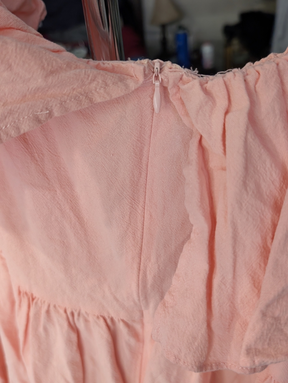 Ladies Pink Ruffle Off-Shoulder Dress - Picture 7 of 7